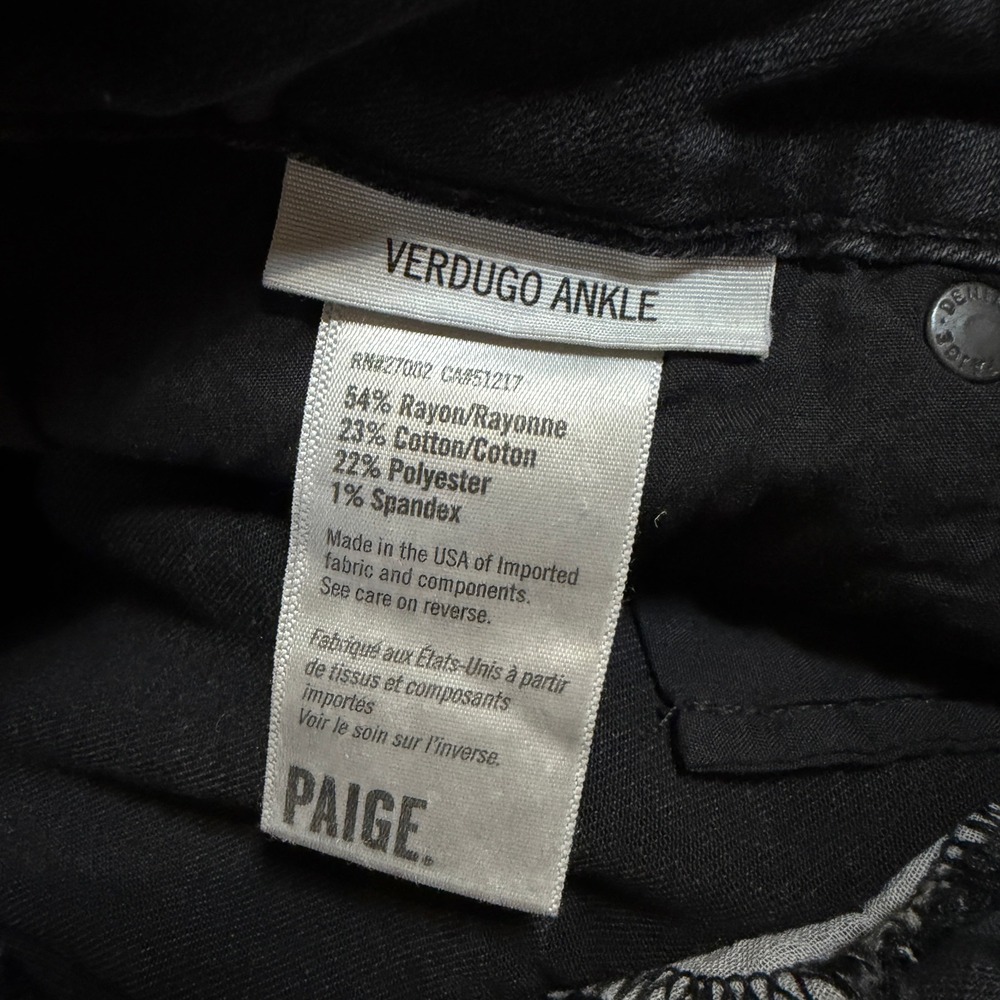 Paige Verdugo Ankle Skinny Jeans Faded Black Mid Rise Womens Size 28 Made in USA - Picture 7 of 7